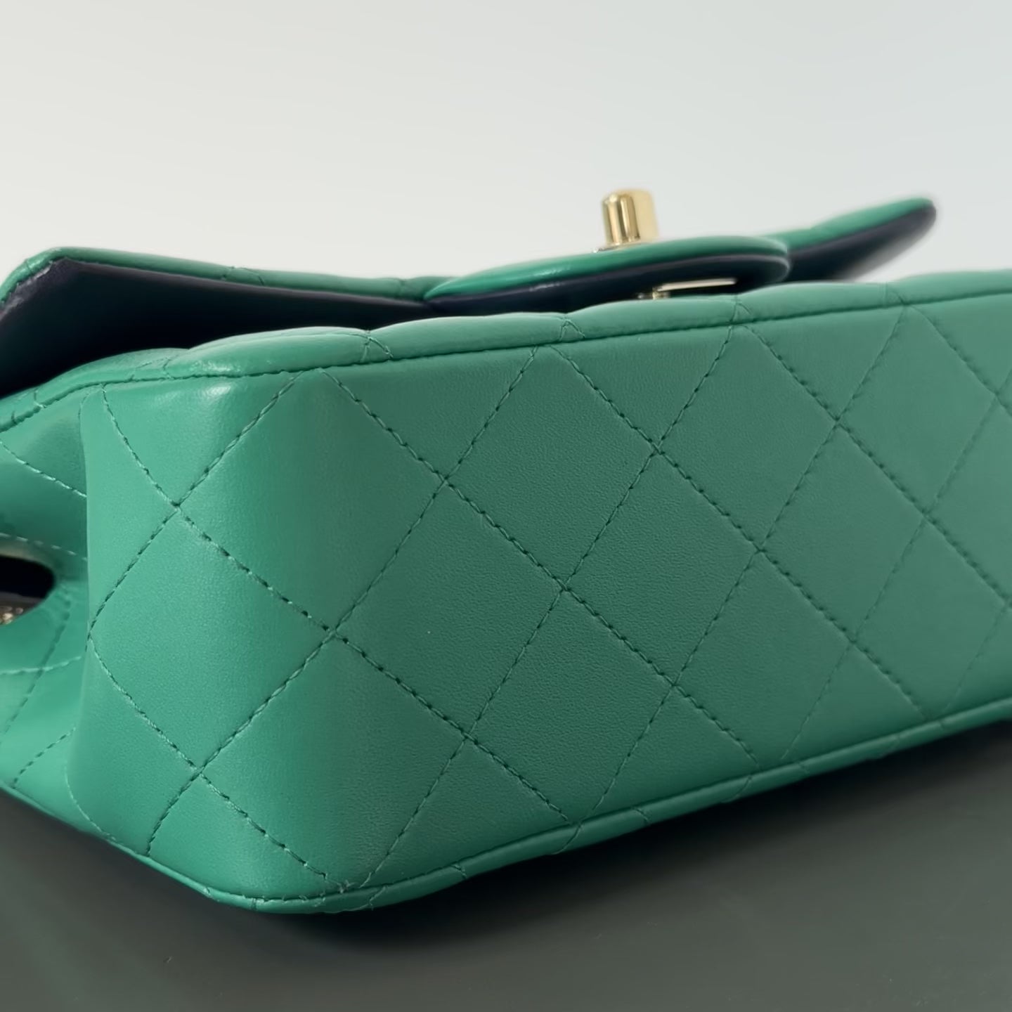 Chanel Rectangular Mini Top Handle Flap Bag Green - Queen May