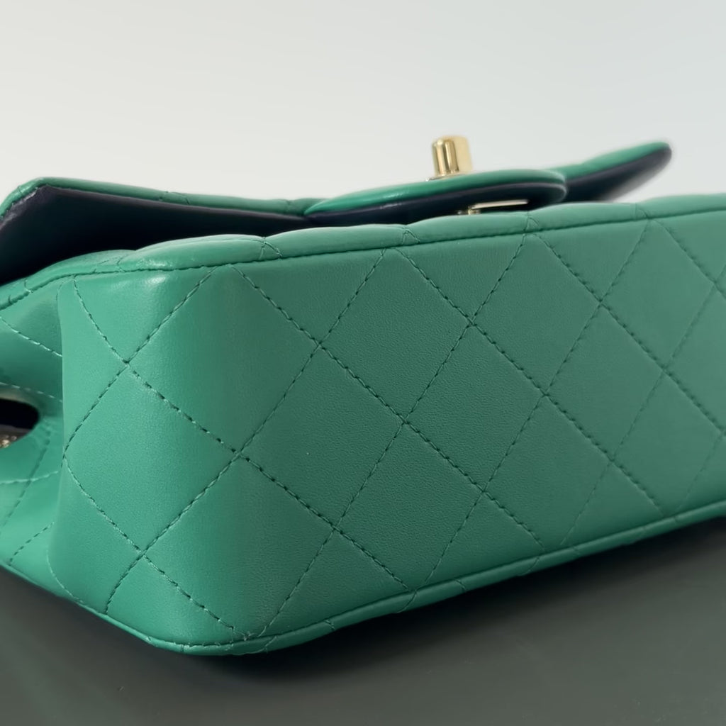 Chanel Rectangular Mini Top Handle Flap Bag Green - Queen May
