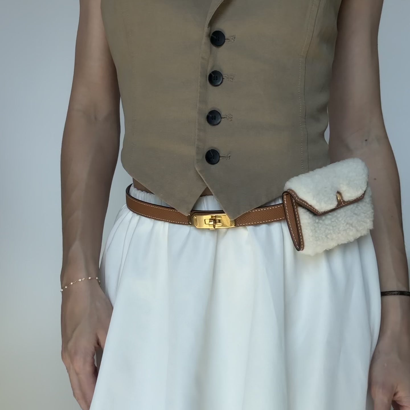 New Hermes Kelly Pocket Teddy 18 Belt - Queen May