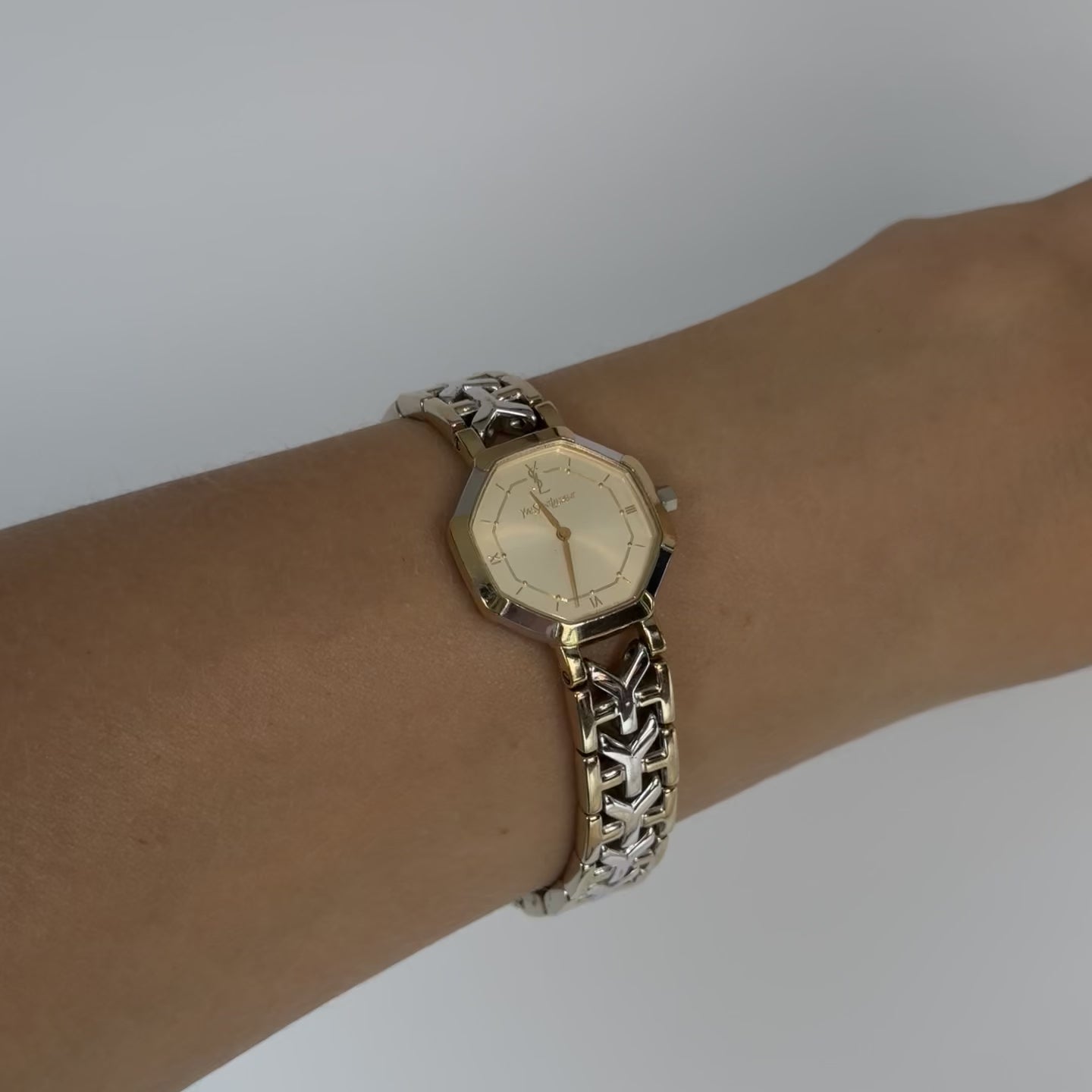 Saint Laurent Two Tone Stainless Steel Octagon Watch - Queen May