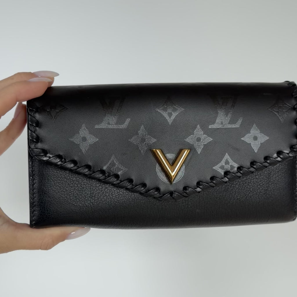 Louis Vuitton Cuir Plume Very Wallet Black - Queen May