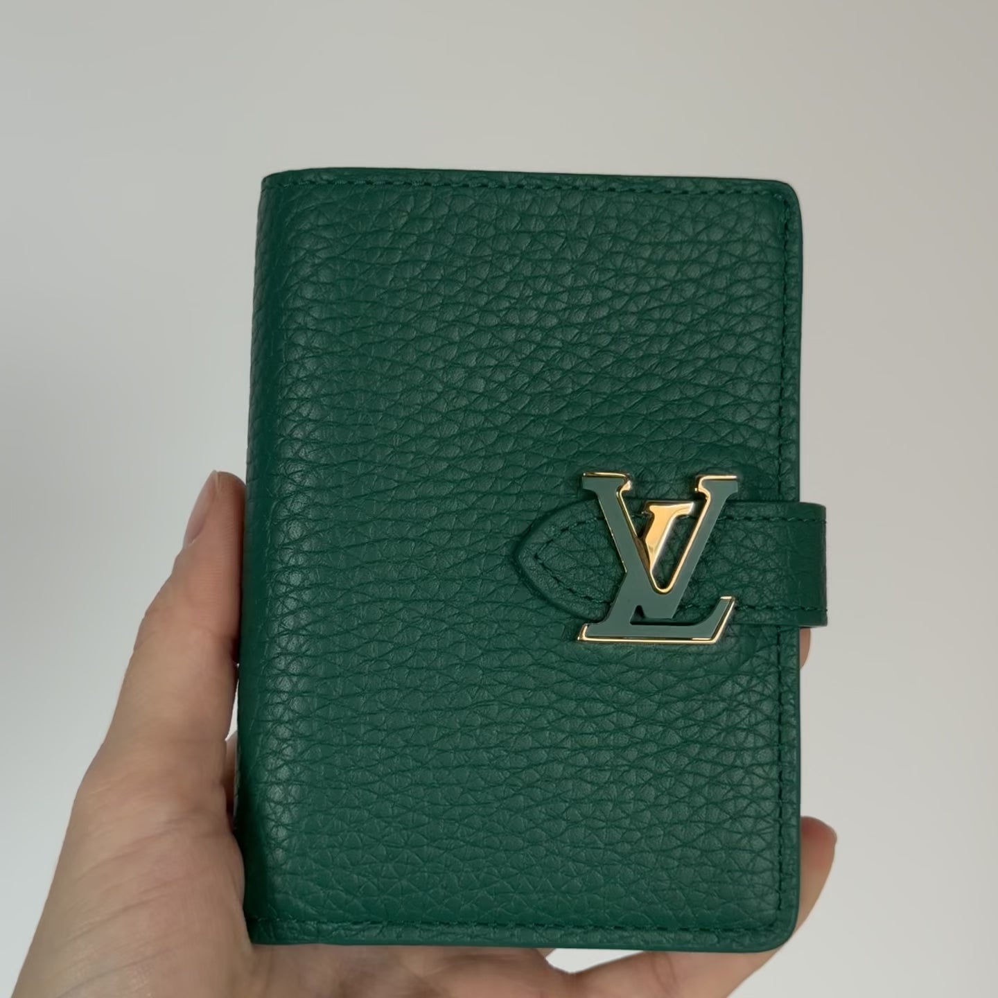 Louis Vuitton Vertical Wallet Taurillion Leather Compact Green - Queen May