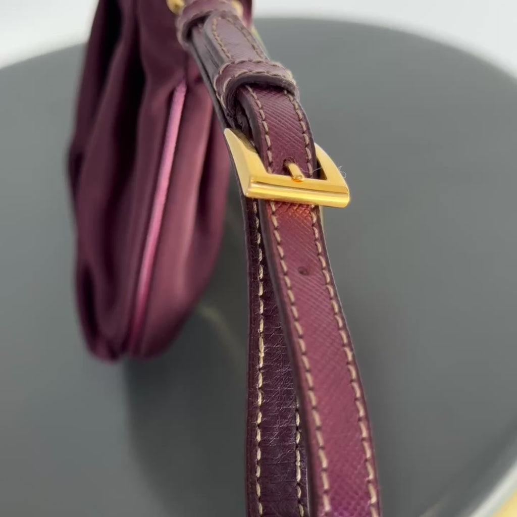 Prada Nylon Wristlet Pouch Burgundy - Queen May