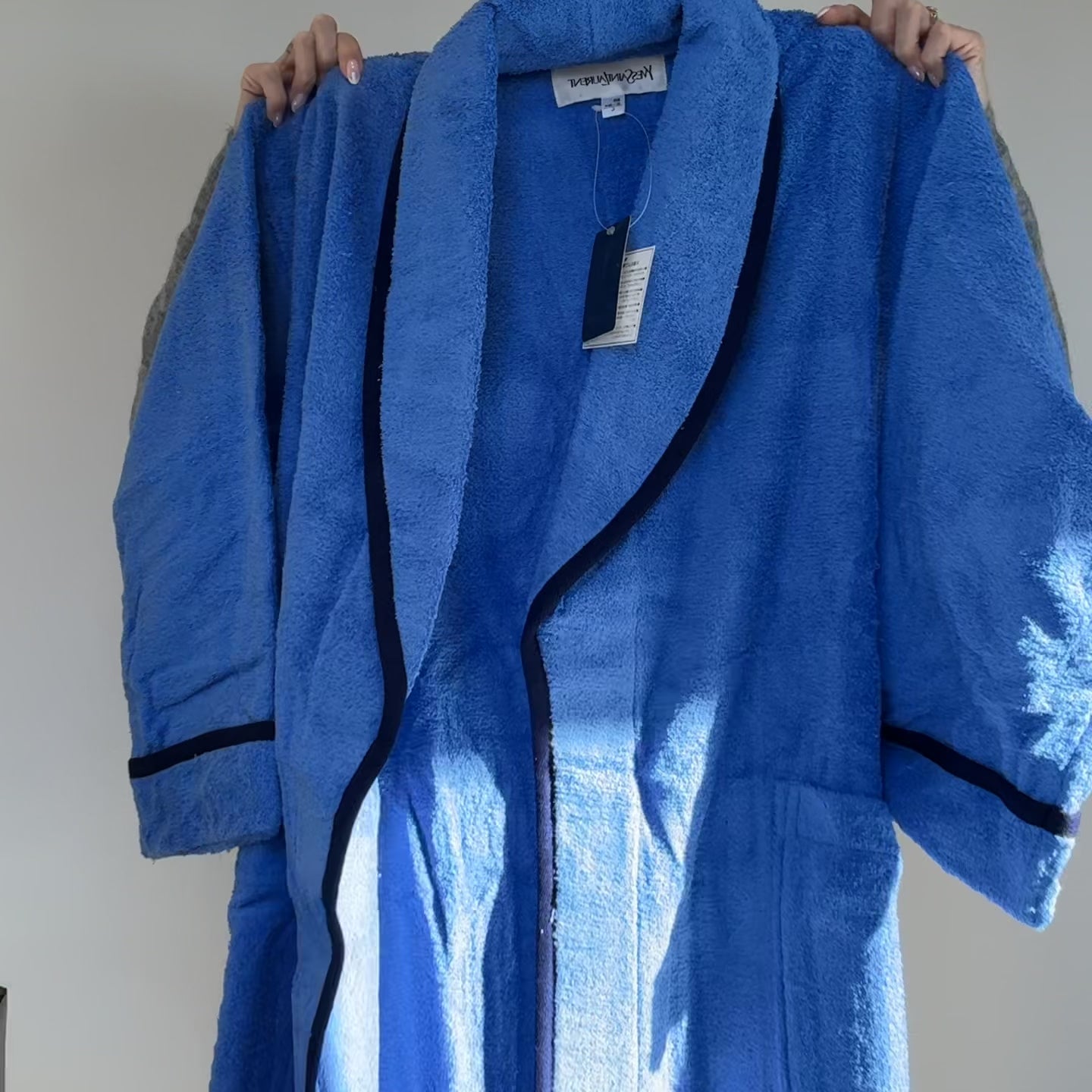 Vintage Yves Saint Laurent Terry Cloth Robe Blue - Queen May