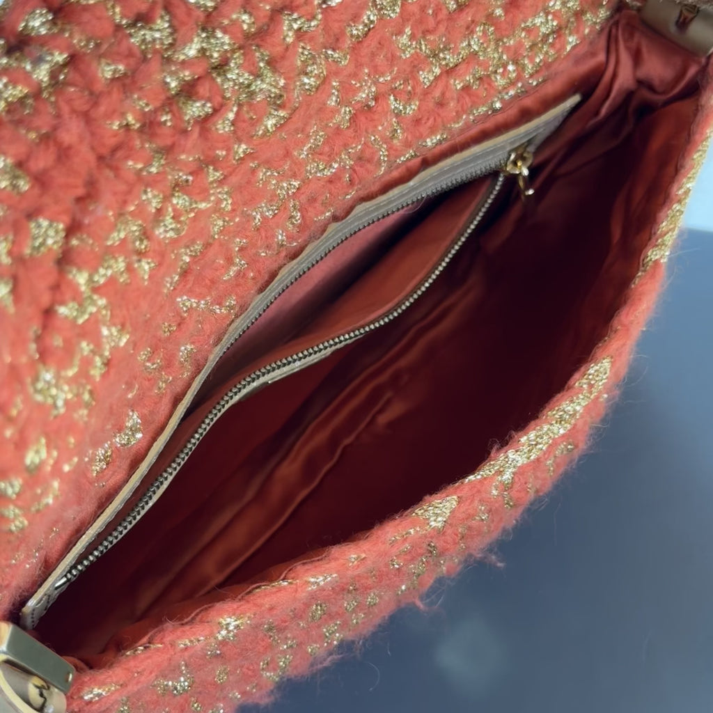 Rare Fendi Baguette Crochet Shoulder Bag In Orange Y2K Era - Queen May