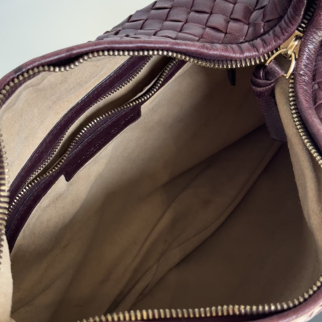 Bottega Veneta Intrecciato Hobo Maroon - Queen May