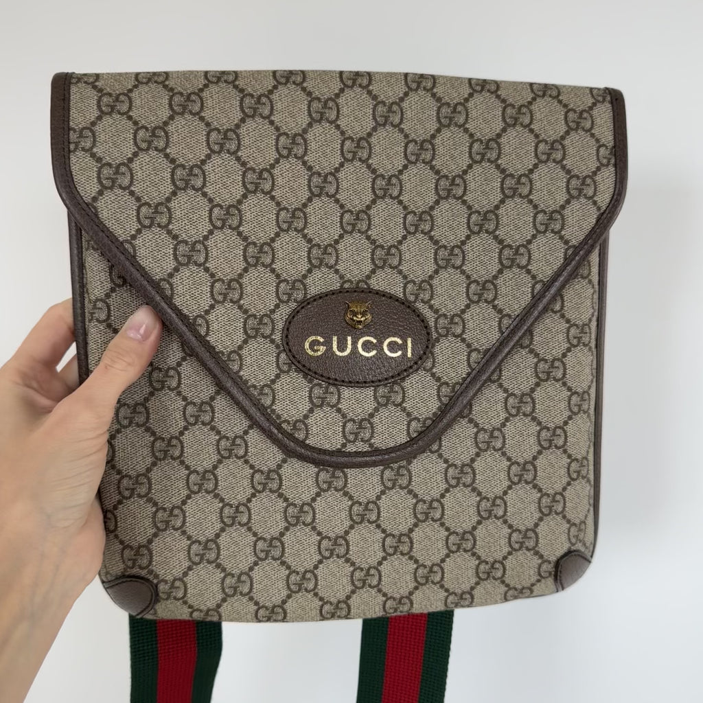 Gucci Supreme Monogran Web Medium Vintage Flap Messenger - Queen May