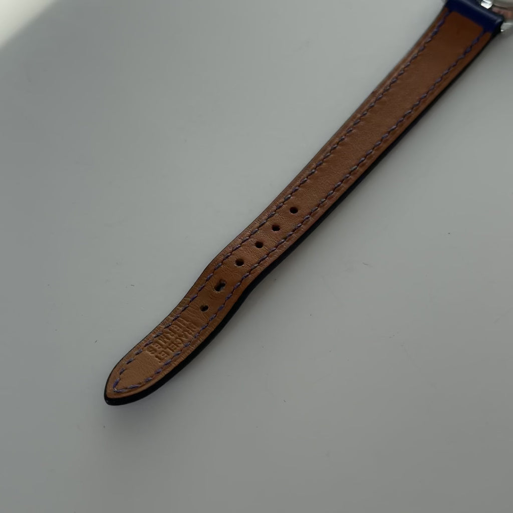 Hermes Gold Plated Sellier Watch With Blue Leather Strap - Queen May