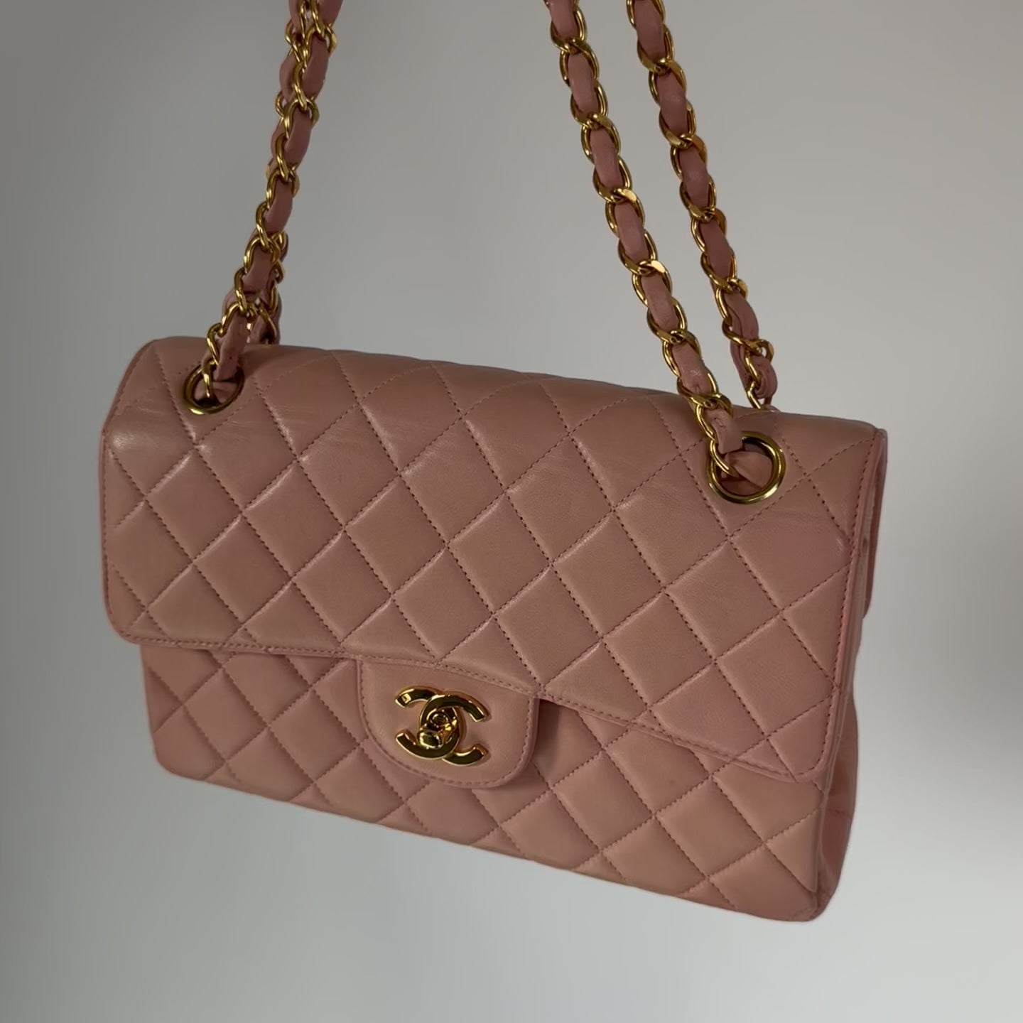 Rare Chanel Pink Lambskin Double Turnlock Flap Bag - Queen May