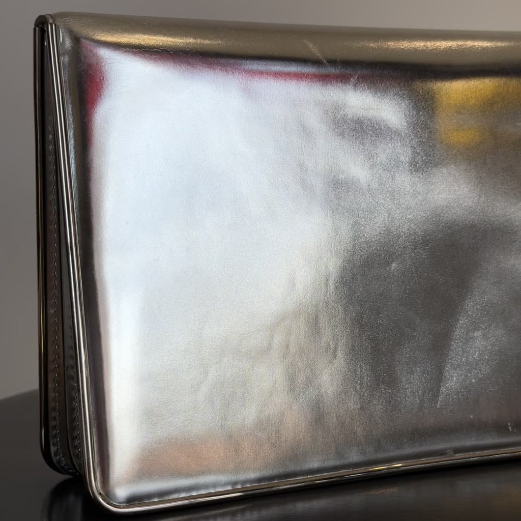 Christian Dior Silver Mirror Calfskin Leather Clutch - Queen May