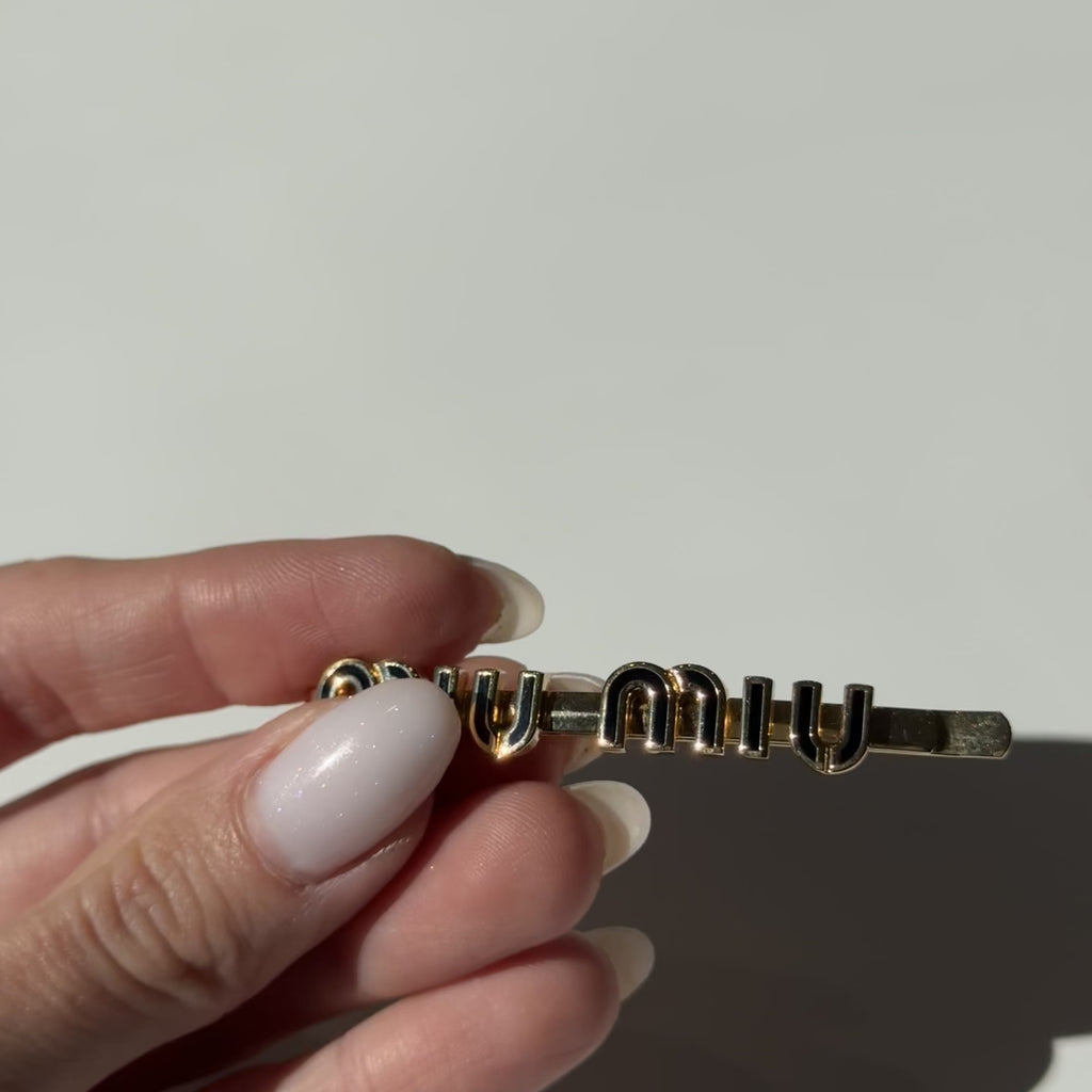 Miu Miu Enameled Metal Hair Clip Black Enamel - Queen May