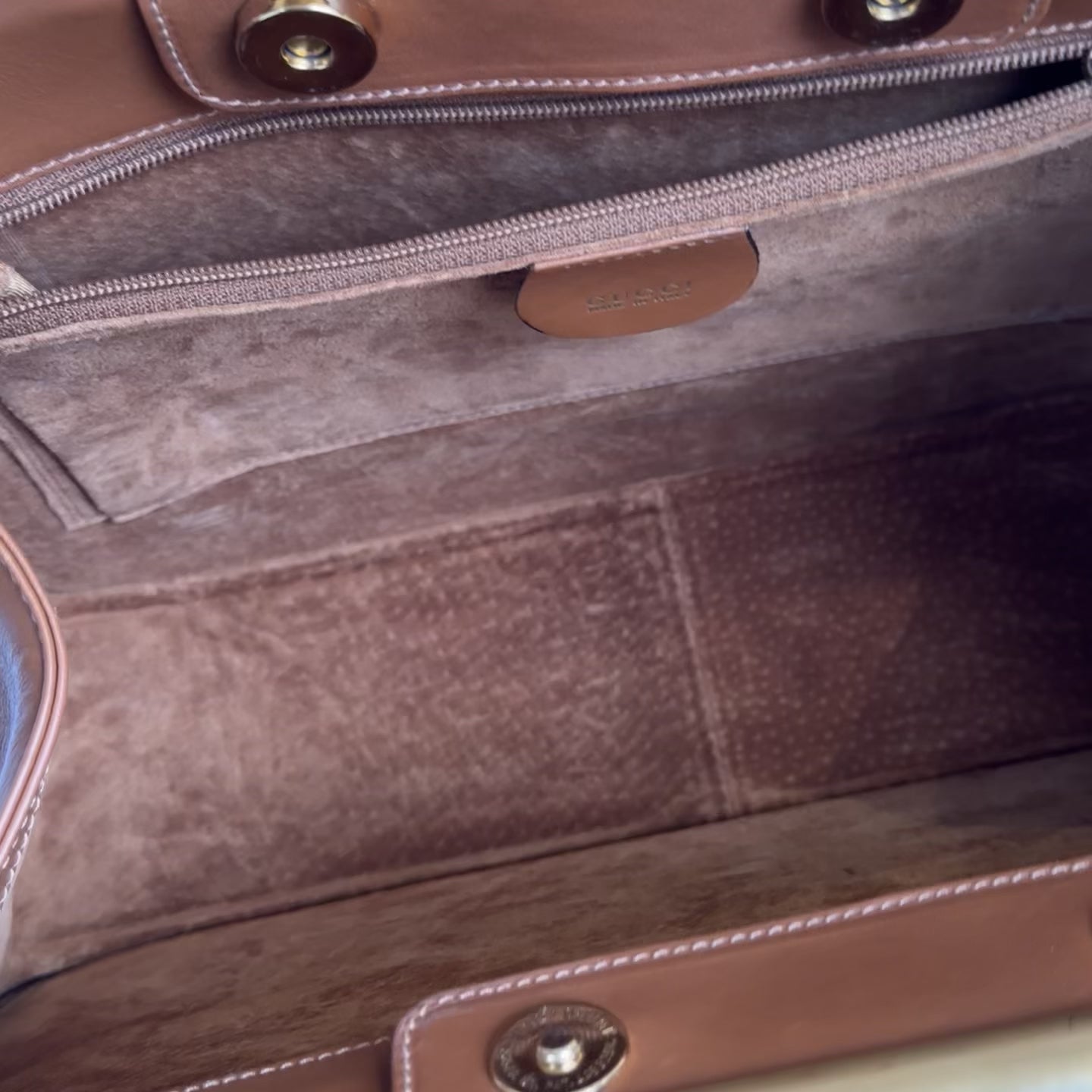 Gucci By Tom Ford 2000-2001 Snafflebit Frame Top Handle Bag Camel Suede & Smooth Tan Calf Leather - Queen May