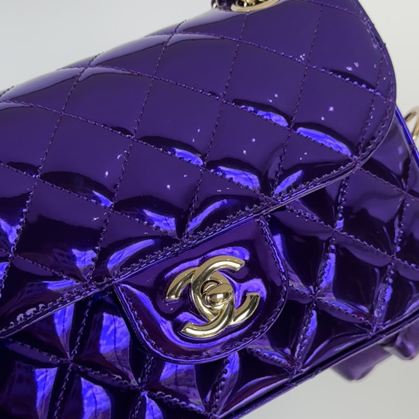 Chanel Metallic Lambskin Hollywood Boulevard Flap Bag With Star Clip On Coin Purse Purple - Queen May