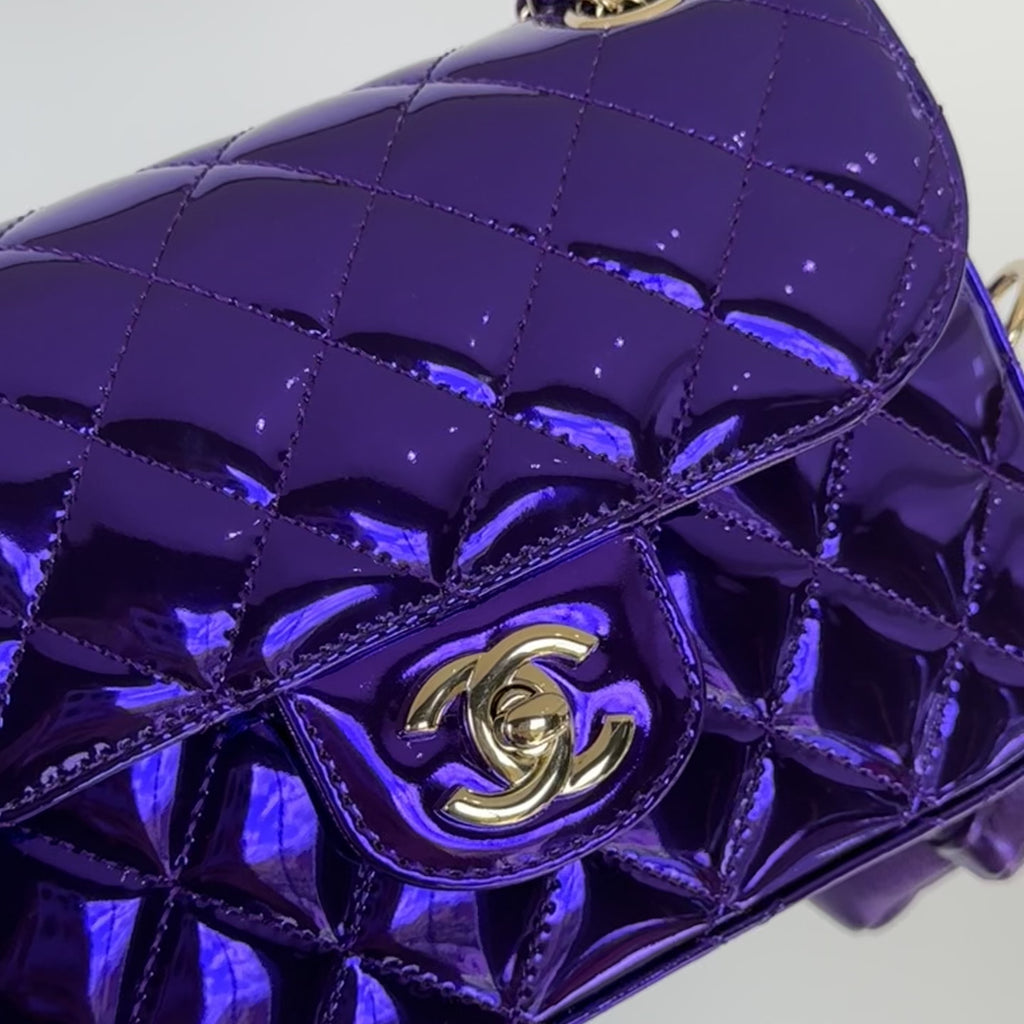Chanel Metallic Lambskin Hollywood Boulevard Flap Bag With Star Clip On Coin Purse Purple - Queen May