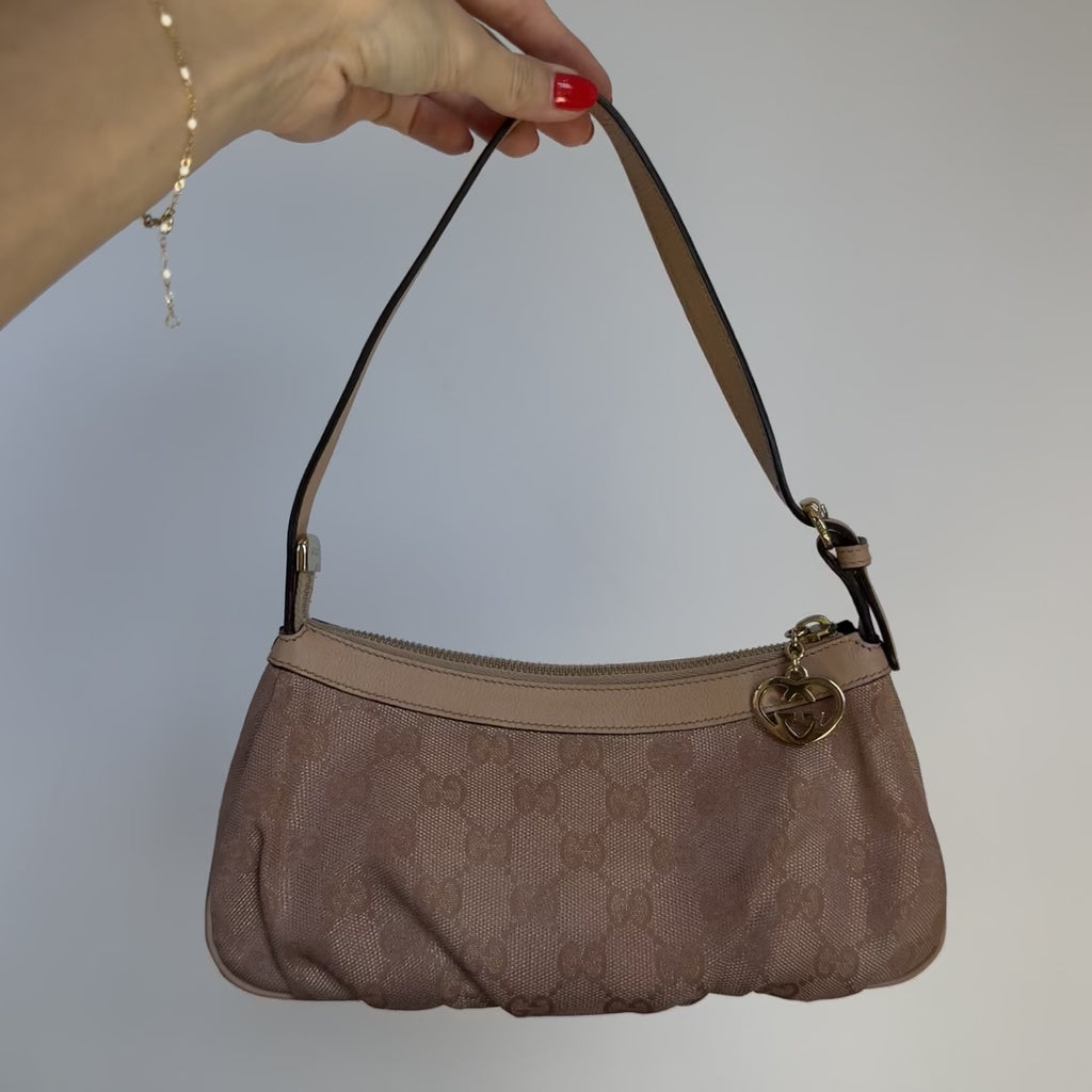 Gucci GG Canvas Lovely Heart Pochette Shoulder Bag - Queen May