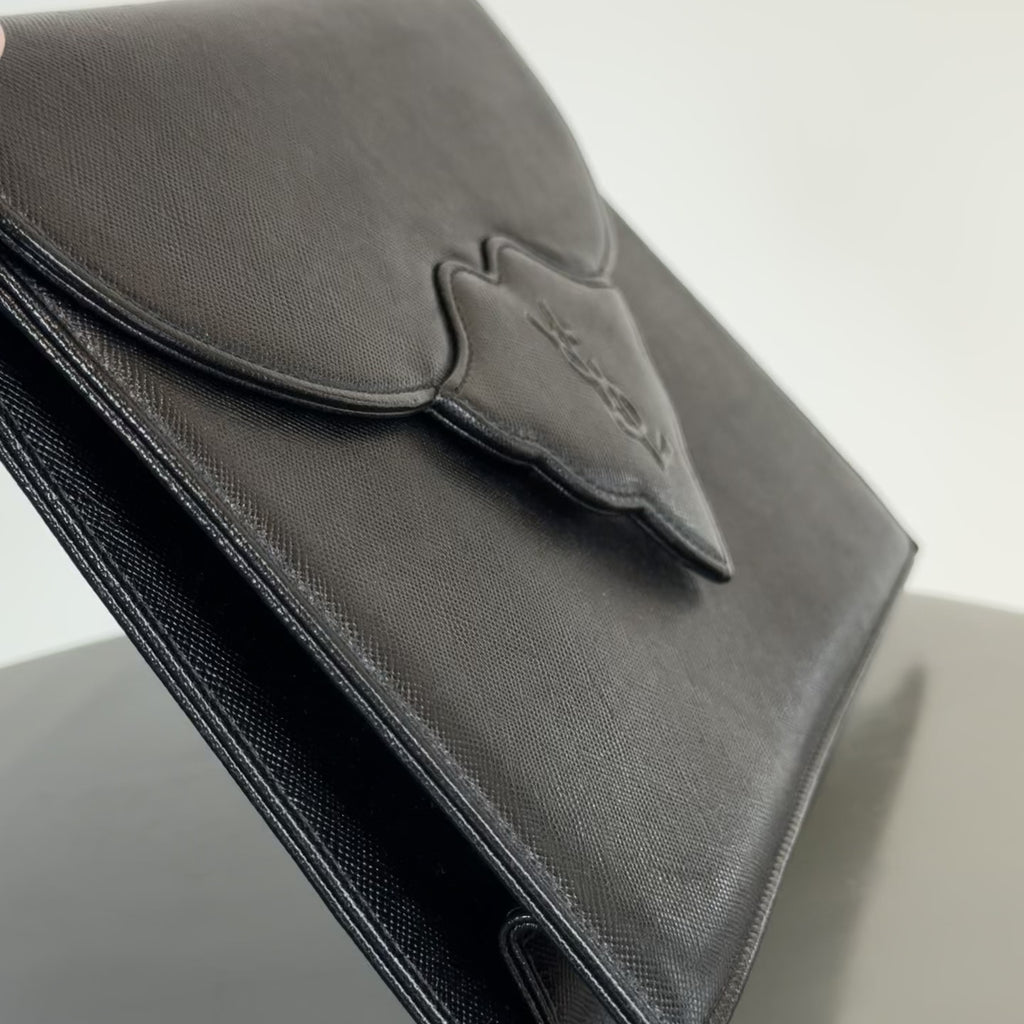 Vintage Yves Saint Laurent Black Leather Clutch - Queen May