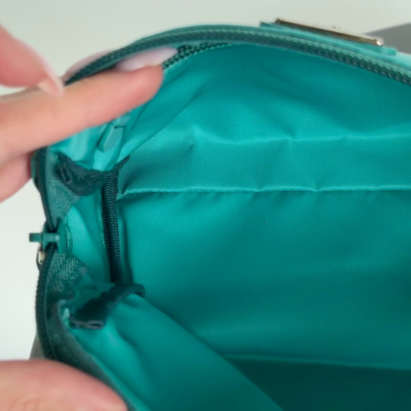 Prada Nylon Turquoise Cosmetic Pouch - Queen May