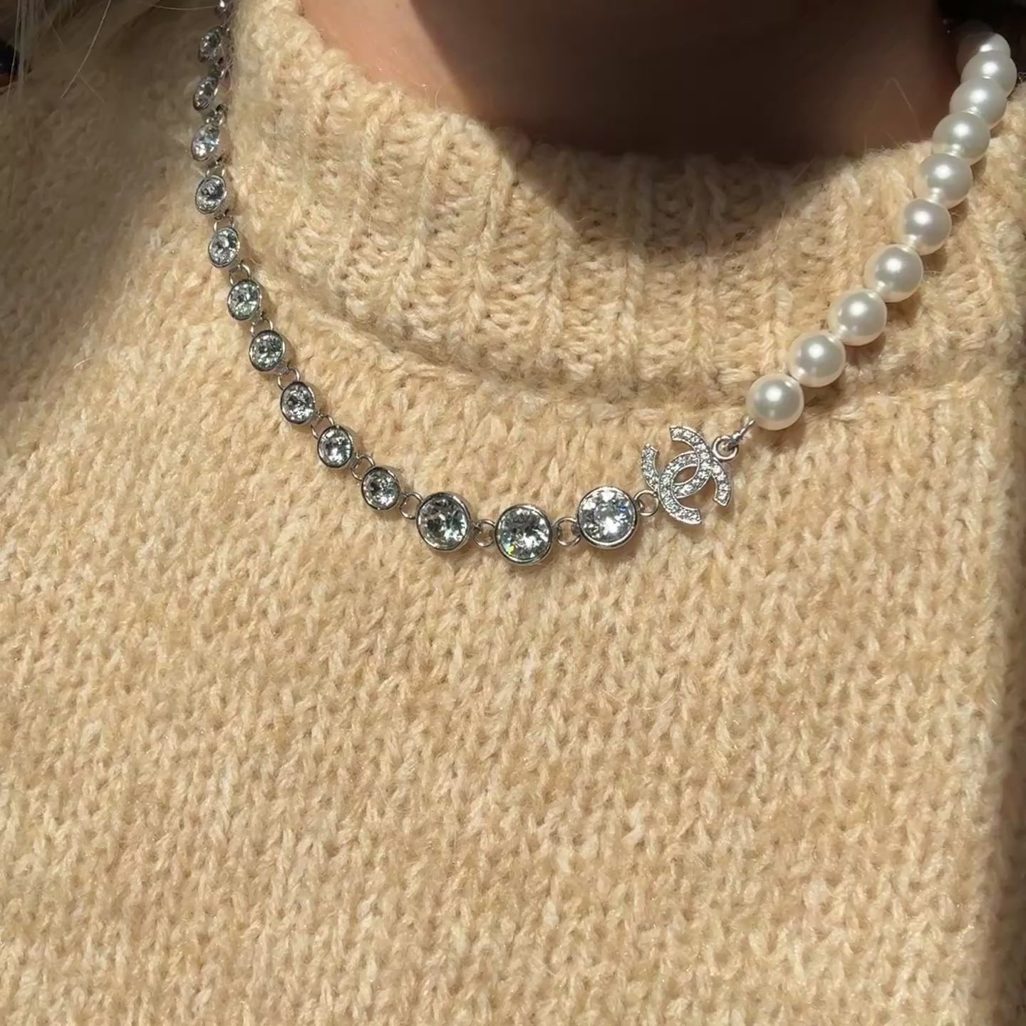 Chanel B24 Coco Pearl + Rhinestone Necklace - Queen May