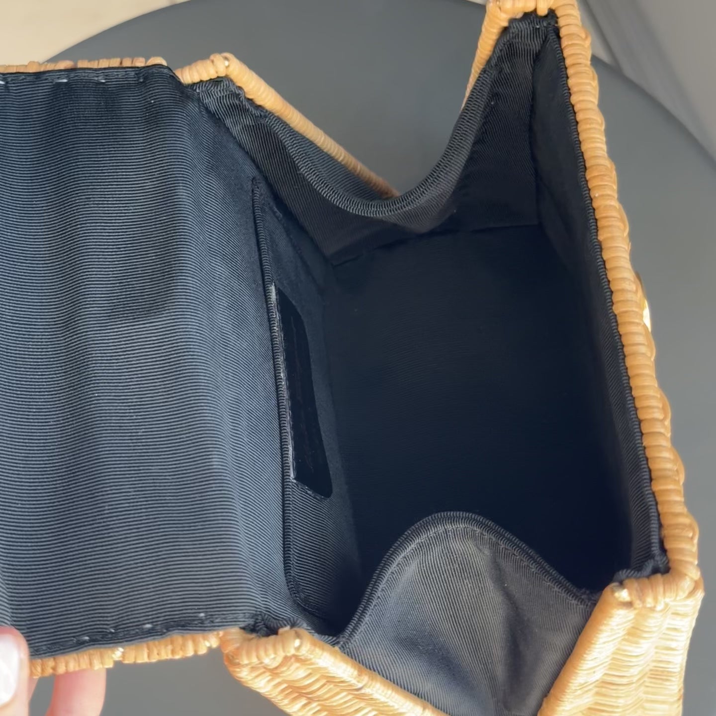 Salvatore Ferragamo Gancini Logo Top Handle Wicker Rattan Bag - Queen May