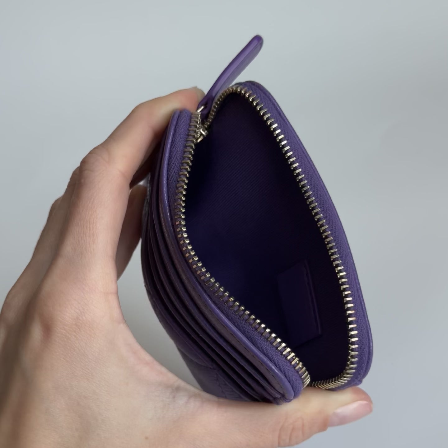 Chanel Classic Zipped Purple Coin Purse - Queen May