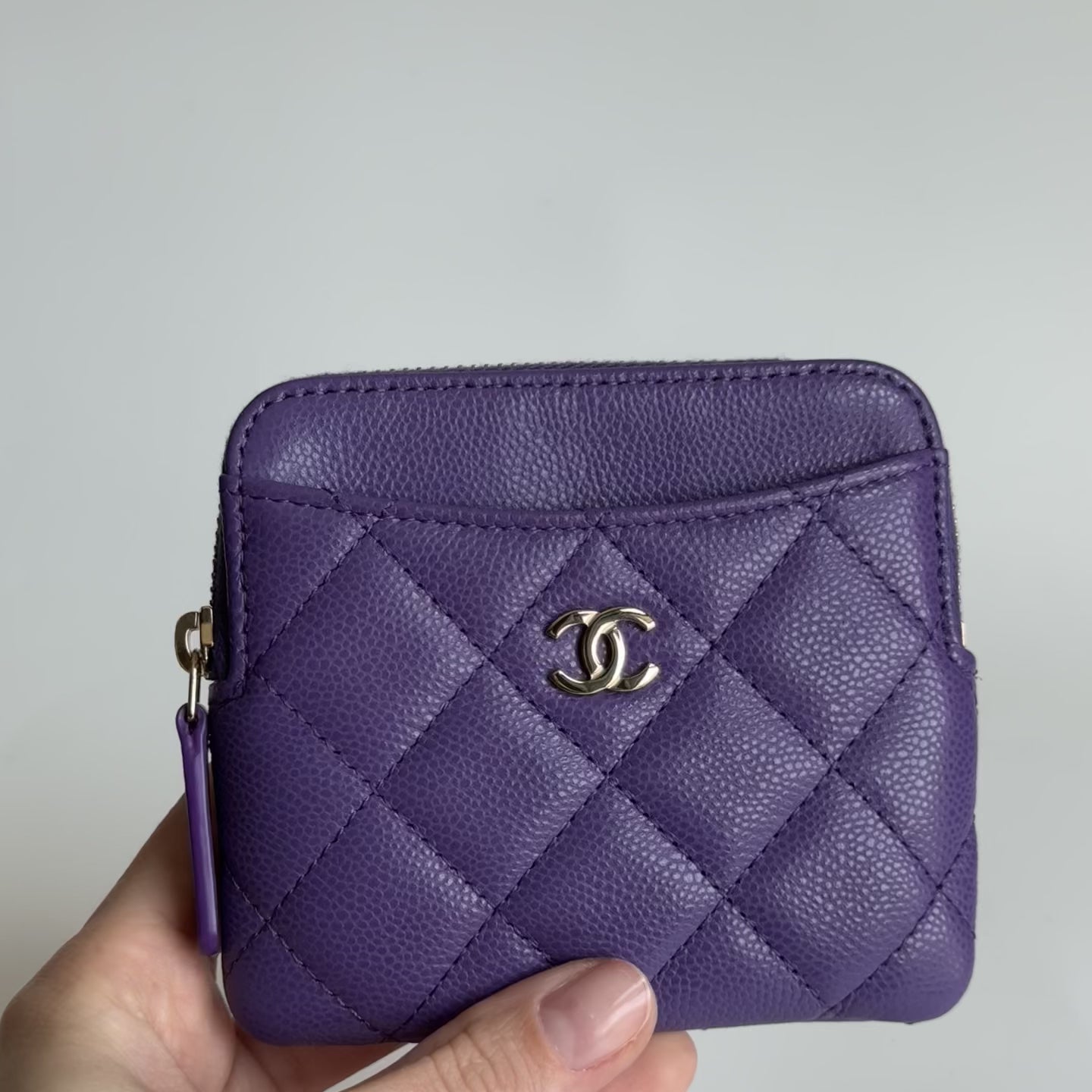 Chanel Classic Zipped Purple Coin Purse - Queen May