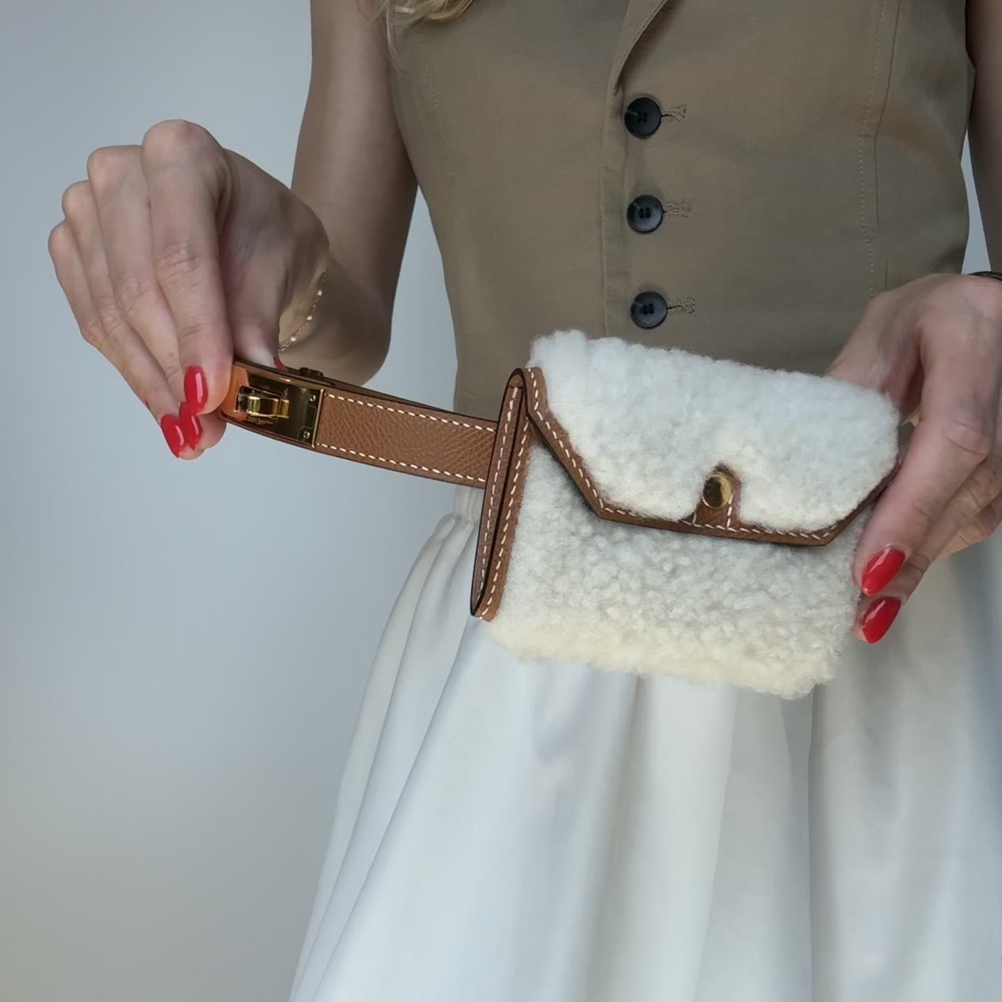 New Hermes Kelly Pocket Teddy 18 Belt - Queen May
