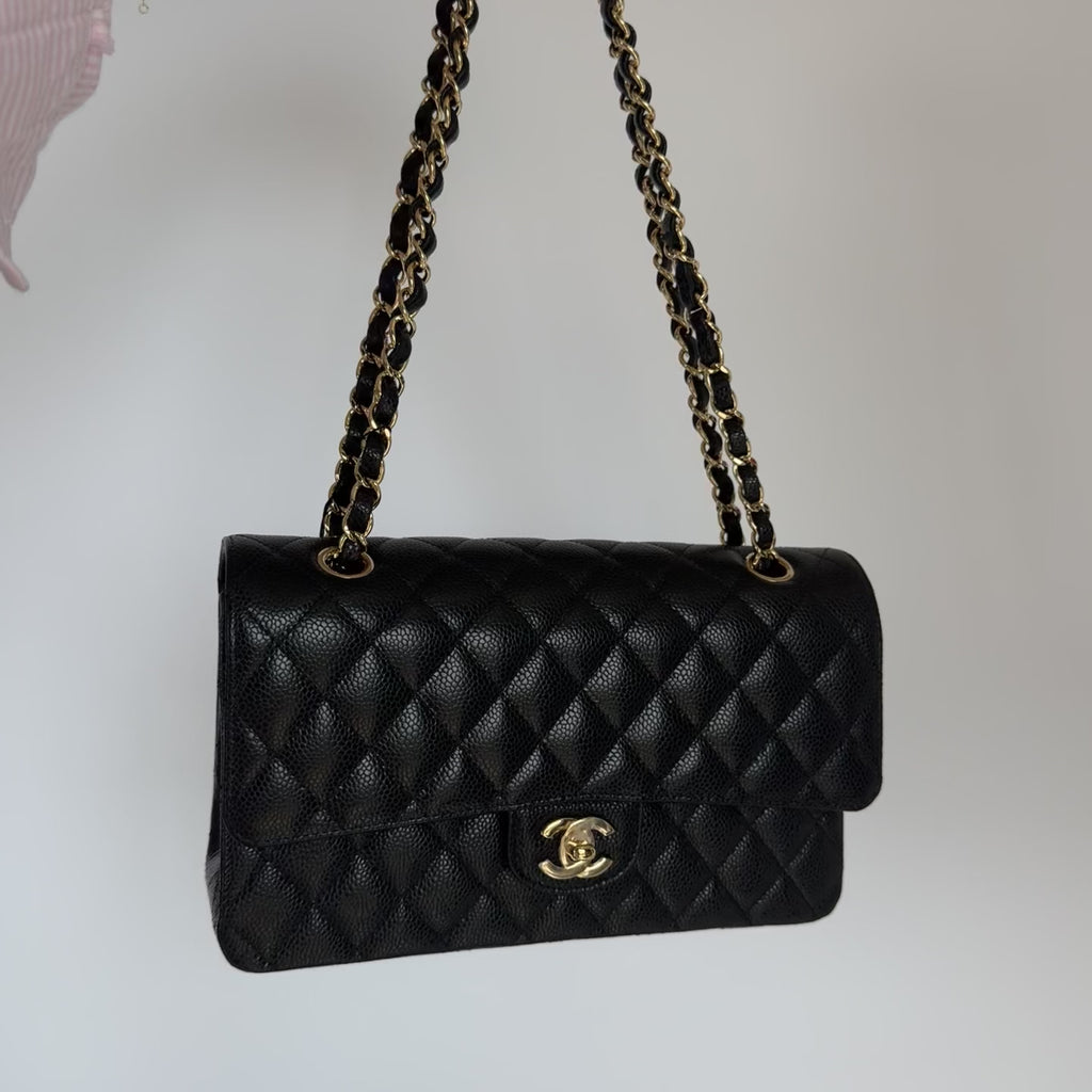 Chanel Medium Caviar Double Flap Black - Queen May