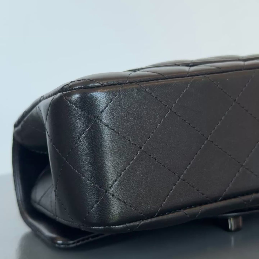 Chanel Lambskin Quilted Mini Top Handle Rectangular Flap So Black - Queen May