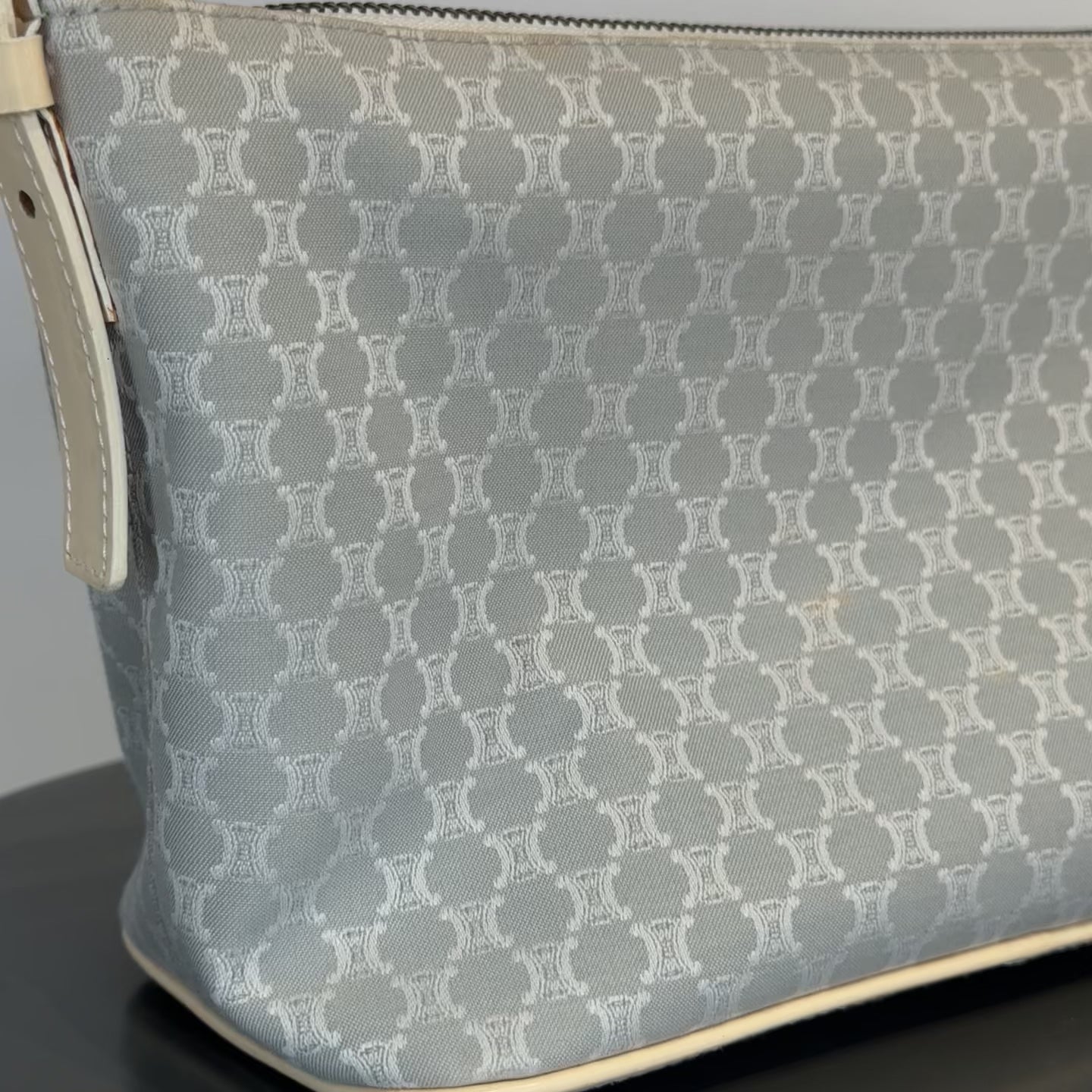 Vintage Celine Canvas Blue Triomphe Pochette - Queen May