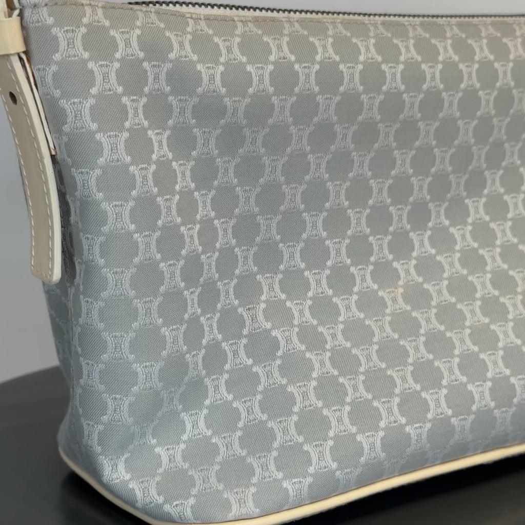Vintage Celine Canvas Blue Triomphe Pochette - Queen May