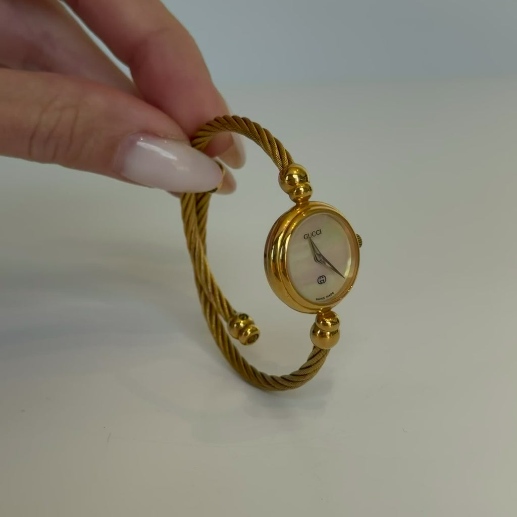 Gucci 20mm Mother Of Pearl Rope Bangle Watch - Queen May