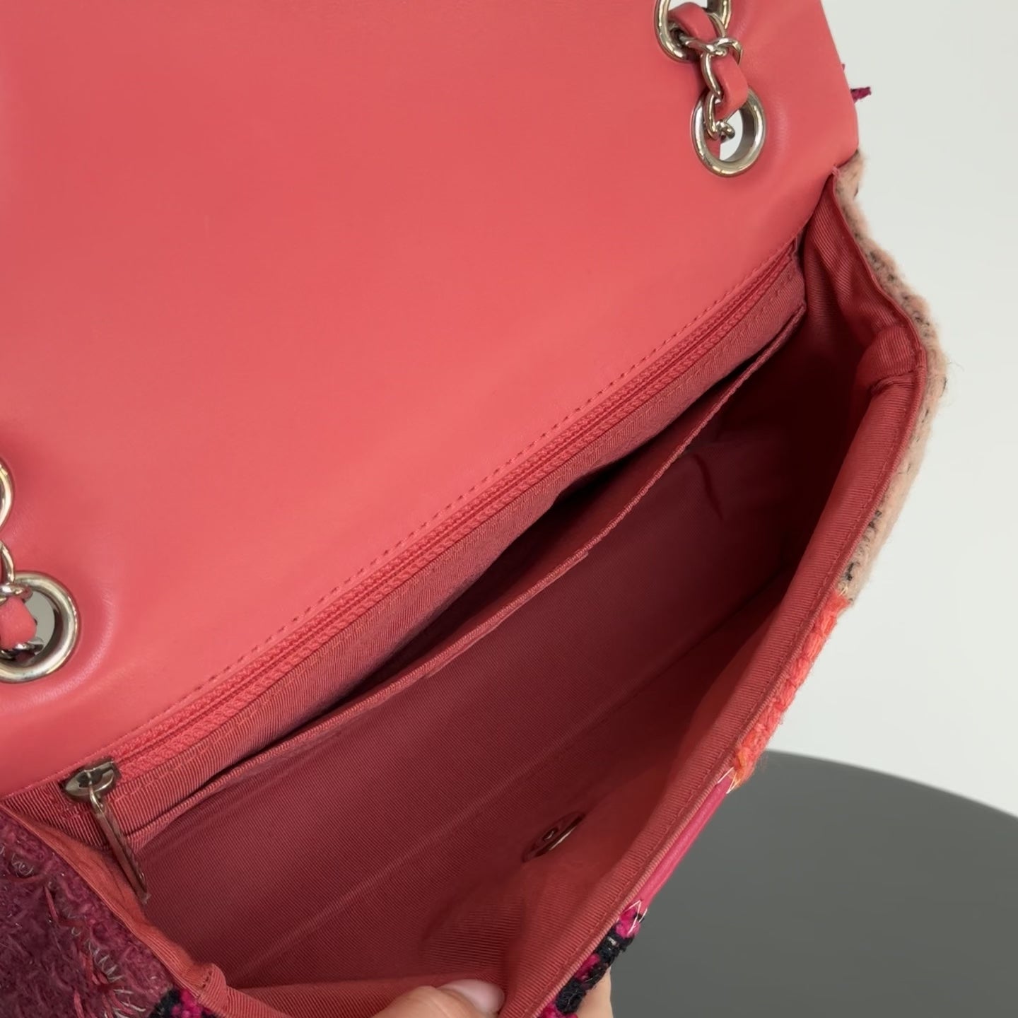 Ultra Rare Chanel Pink Tweed Patchwork Flap Bag - Queen May