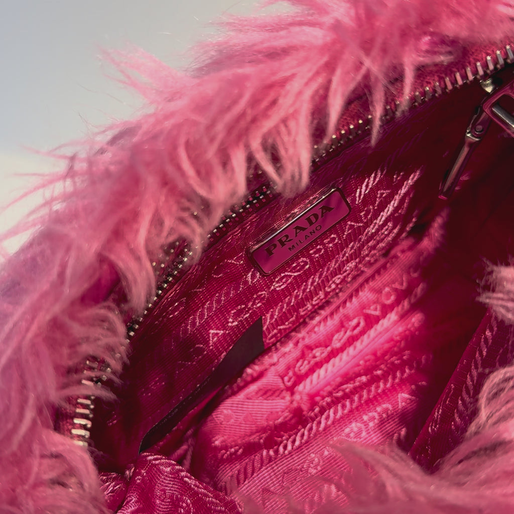 Prada Faux Fur Clutch Pink - Queen May