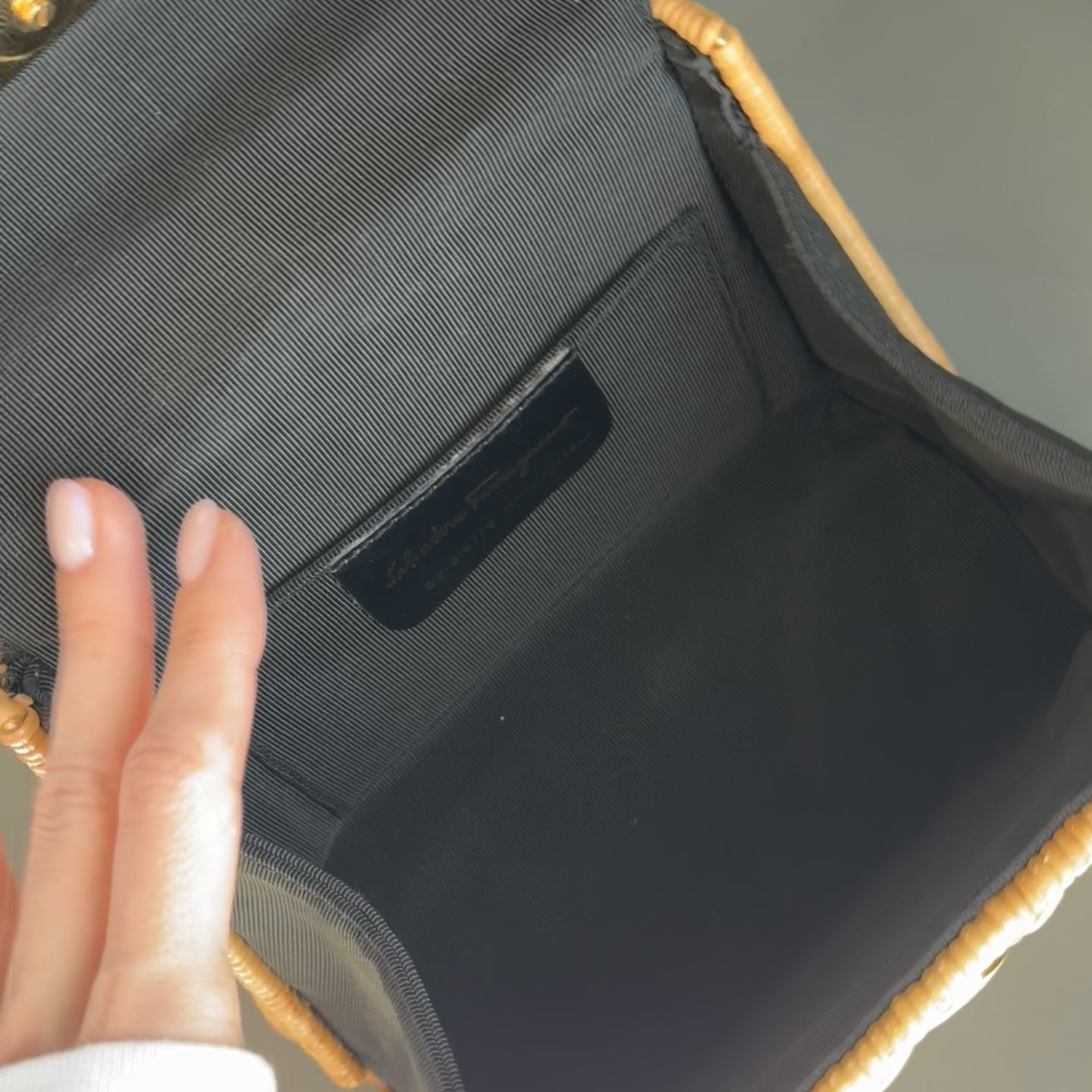 Salvatore Ferragamo Gancini Logo Top Handle Wicker Rattan Bag - Queen May