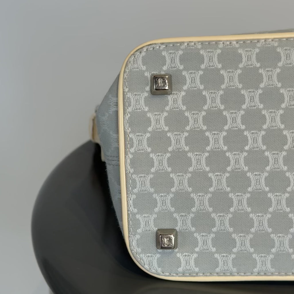 Vintage Celine Canvas Blue Triomphe Pochette - Queen May