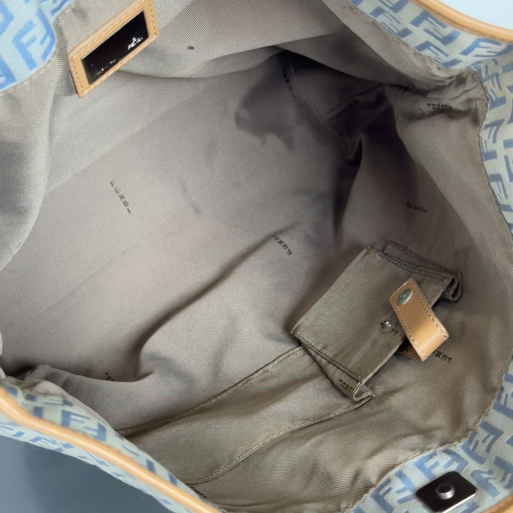 Fendi Zucchino Blue Canvas Tote Bag - Queen May