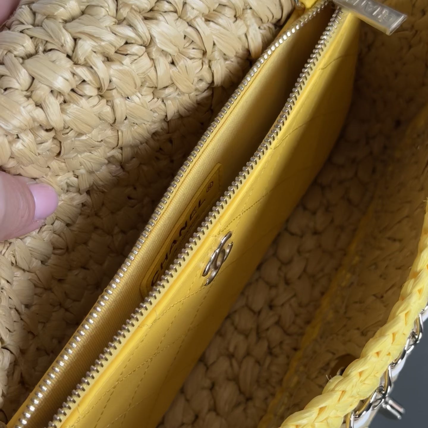 Chanel Raffia Chain Venice Beach Flap Bag Beige Yellow - Queen May