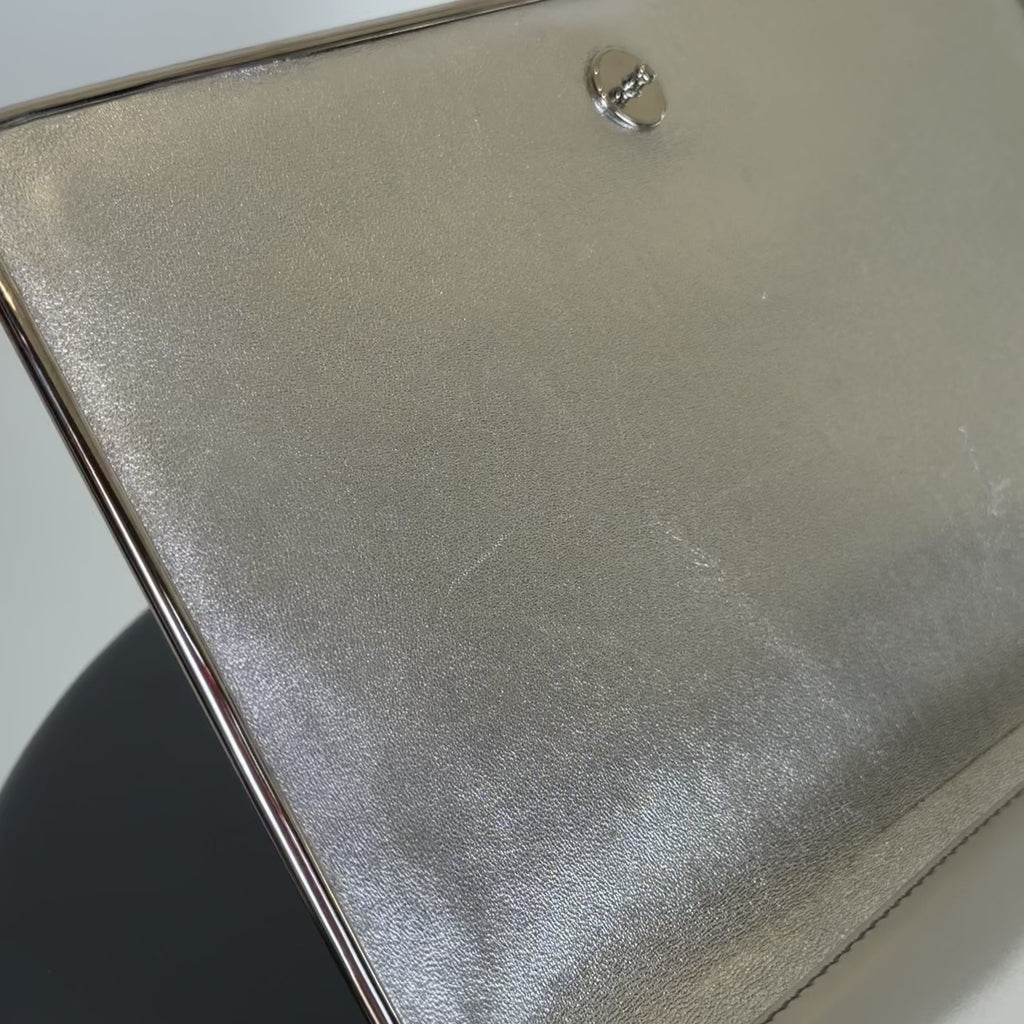 Christian Dior Silver Mirror Calfskin Leather Clutch - Queen May