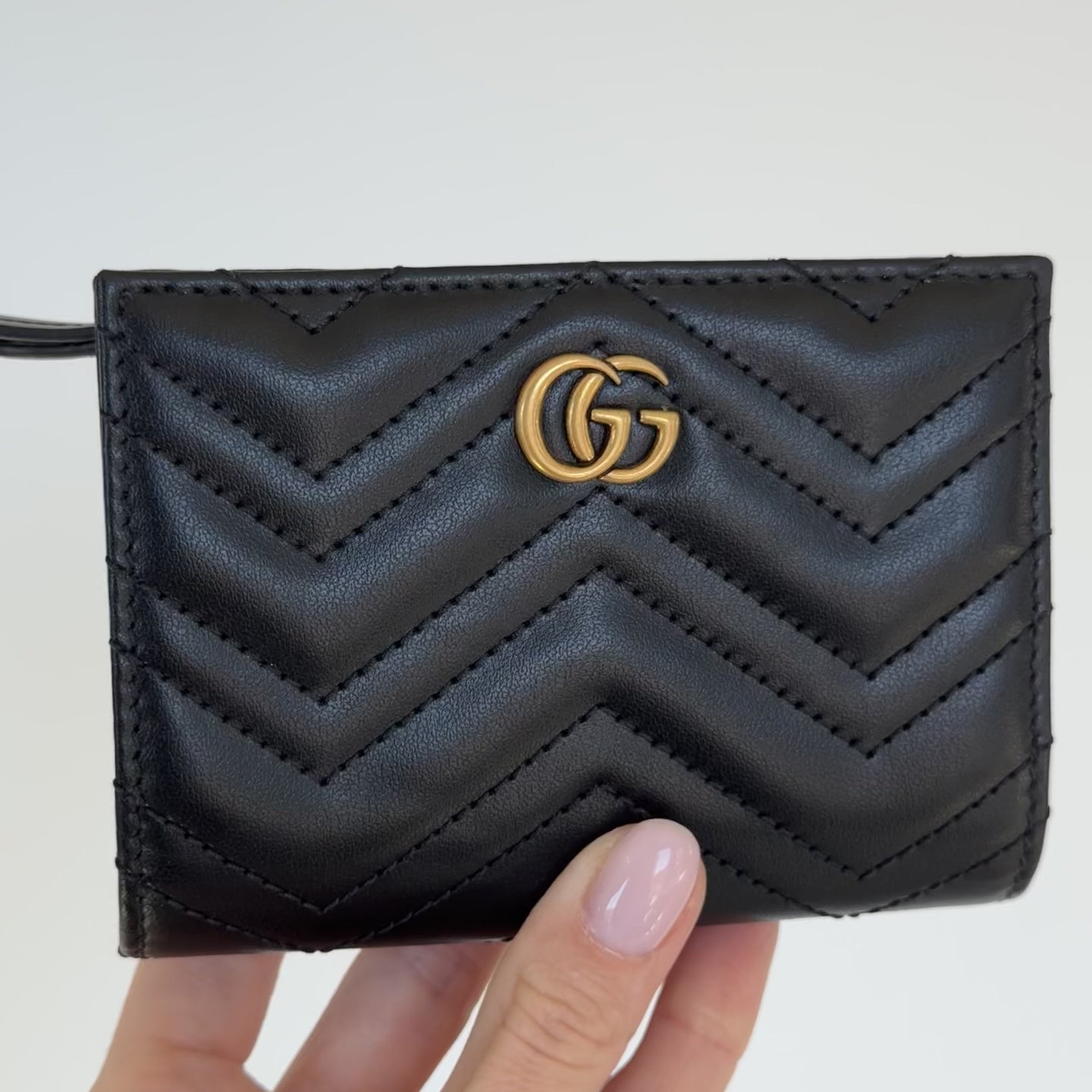 Gucci GG Marmont Card Case Wallet Black Leather - Queen May