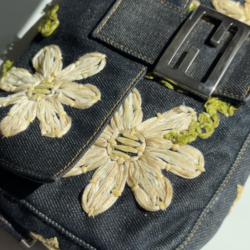 Fendi Denim Floral Baguette - Queen May