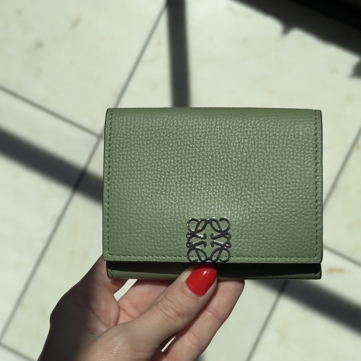 Loewe Anagram Trifold Wallet in Pebble Grained Calfskin - Queen May