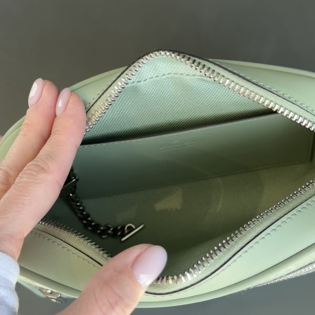 Gucci Ophidia Mini Bag in Pale Green Denim - Queen May