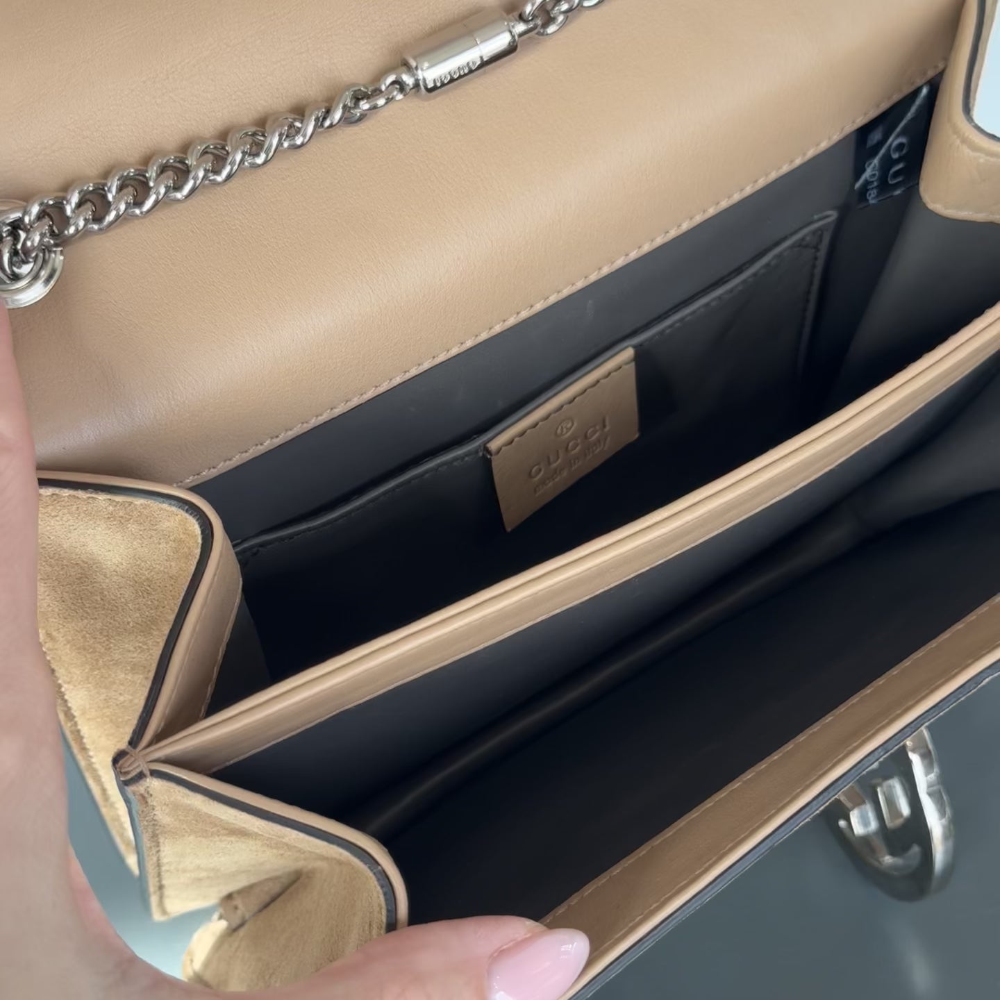 Gucci Interlocking Studded & Crystal Stones Suede Shoulder Bag Brown - Queen May