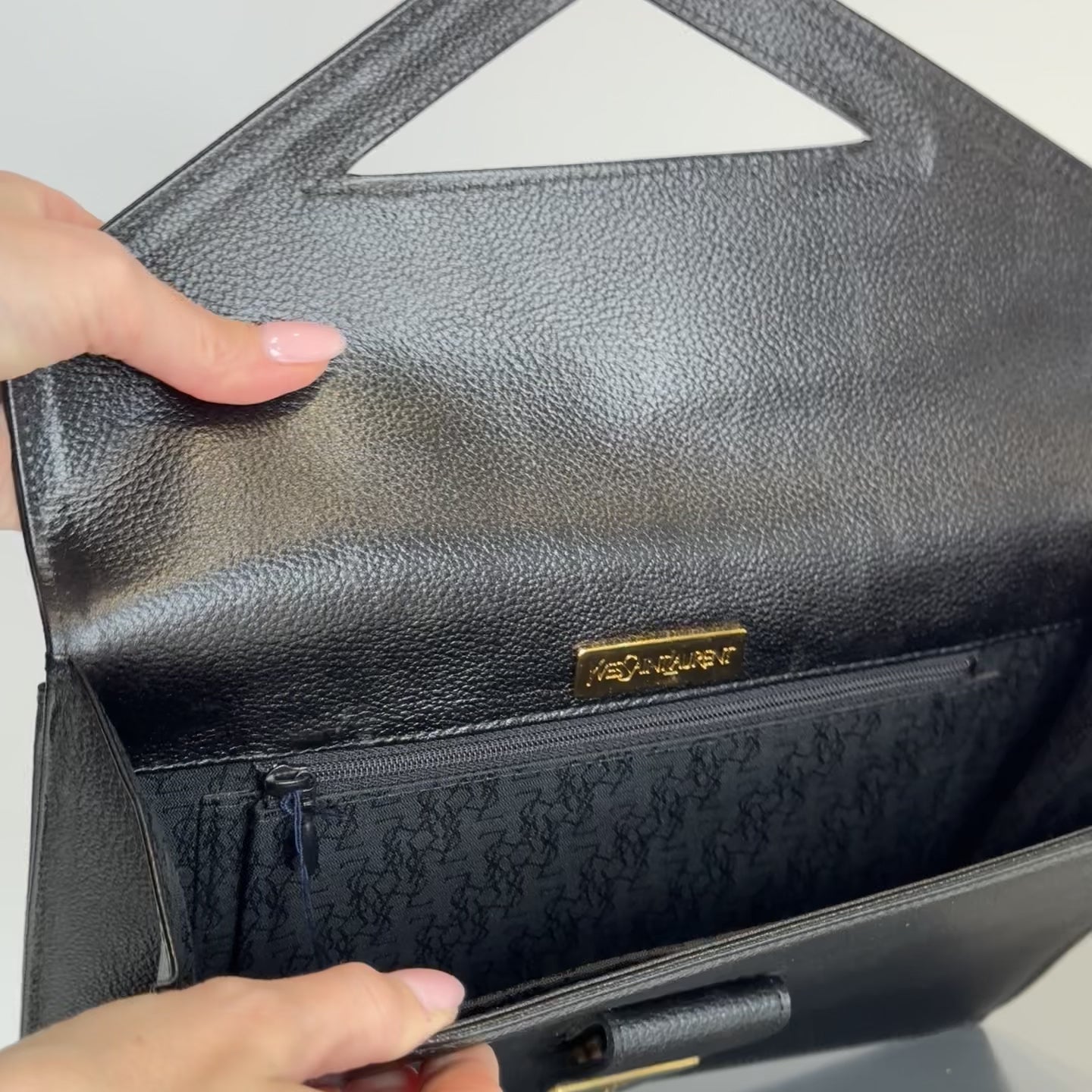 Vintage Yves Saint Laurent Black Leather Clutch - Queen May