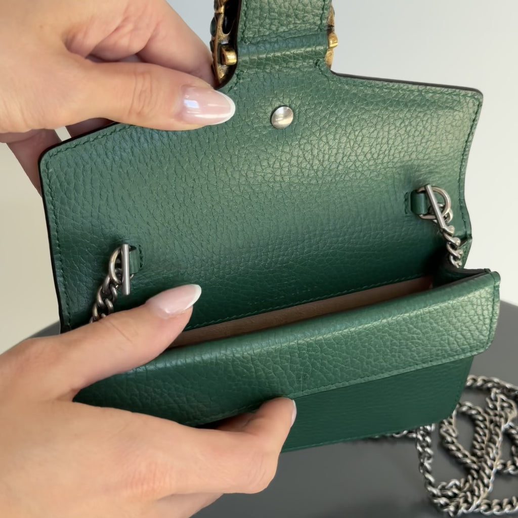 Gucci Dollar Green Calfskin Super Mini Dionysus Crossbody Bag - Queen May