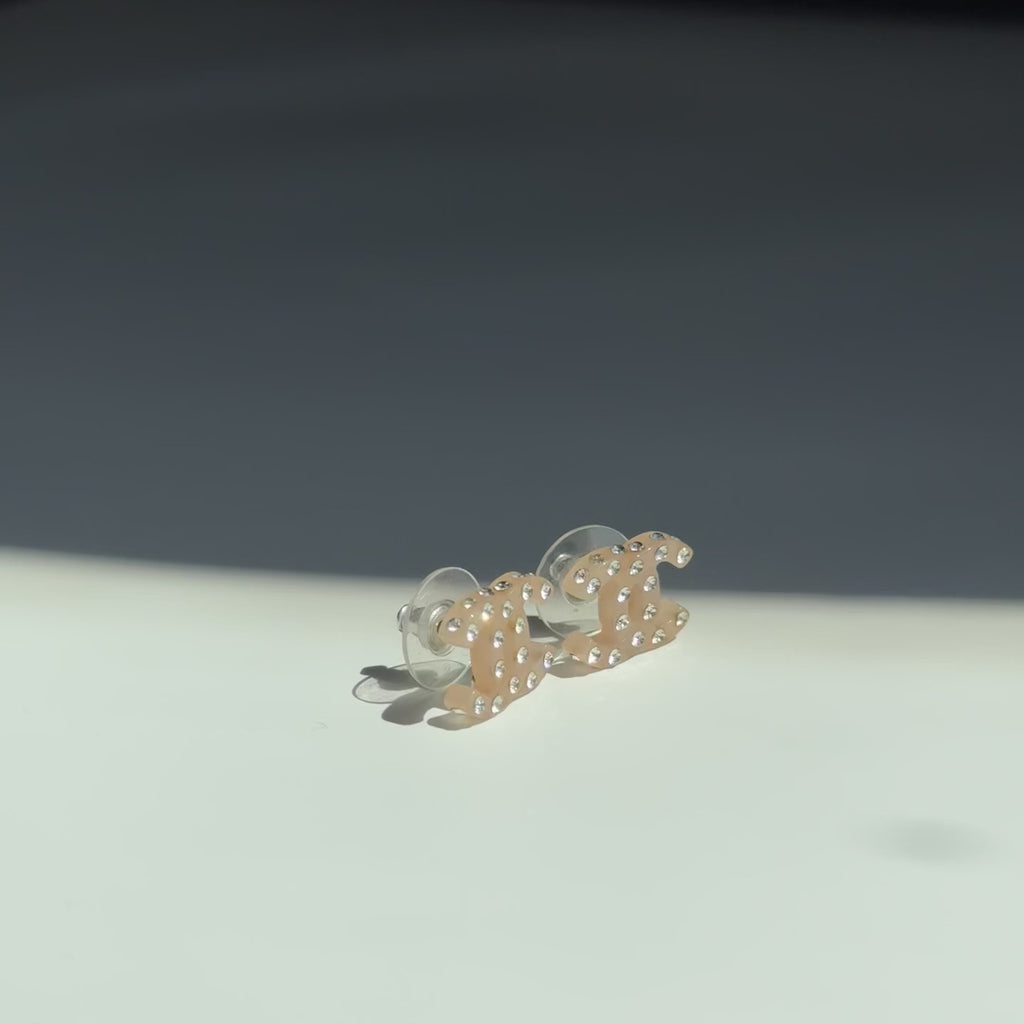 Chanel Crystal Resin CC Logo Earrings 2004 - Queen May