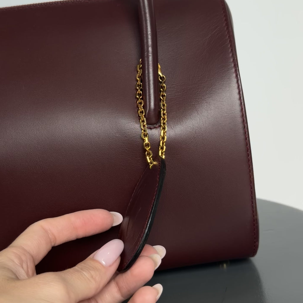 Cartier Must De Cartier Leather Bordeaux Boston Bag - Queen May