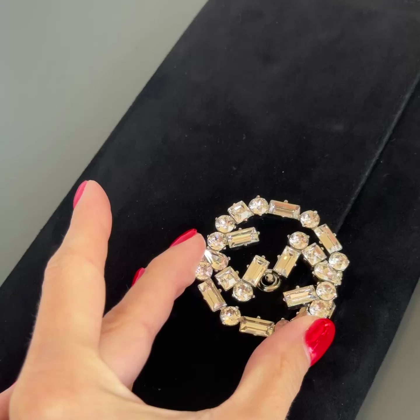 Gucci Vintage GG Logo Clutch Suede Rhinestone - Queen May