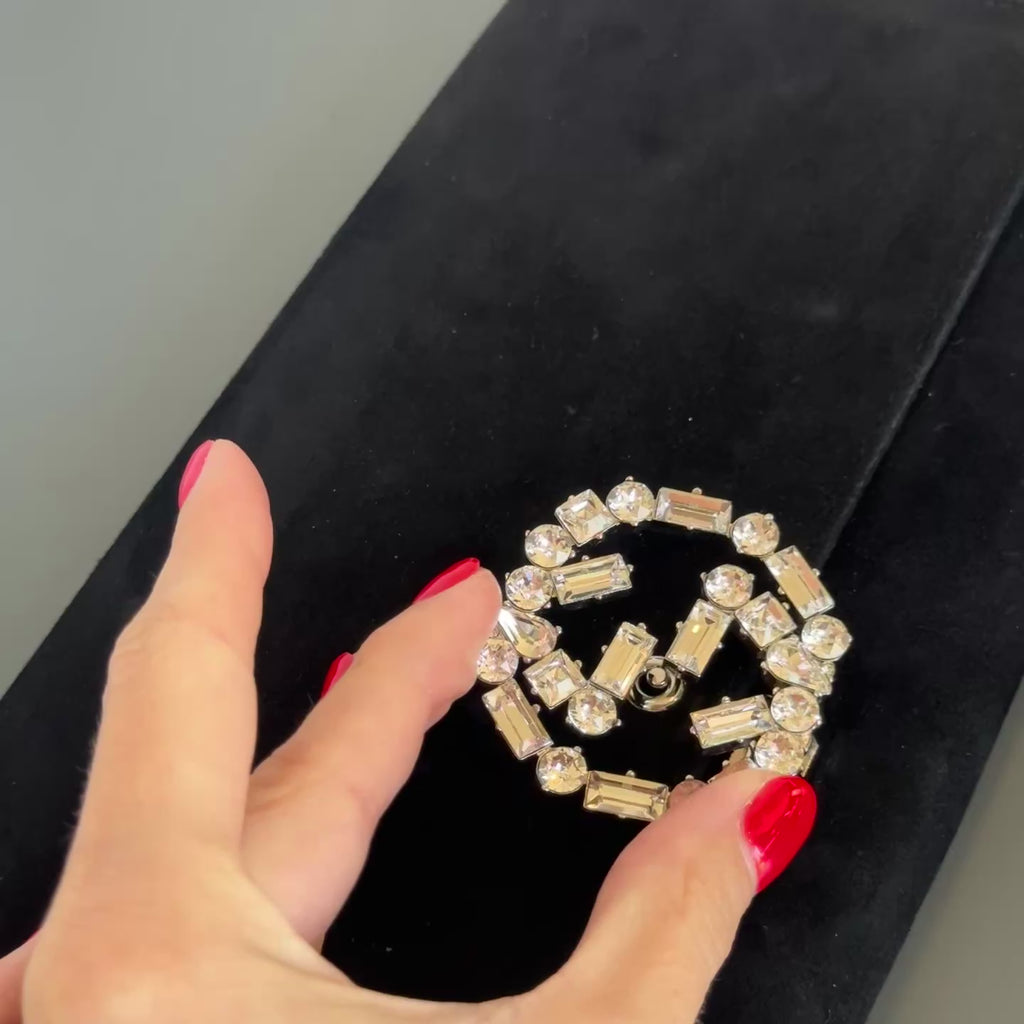 Gucci Vintage GG Logo Clutch Suede Rhinestone - Queen May