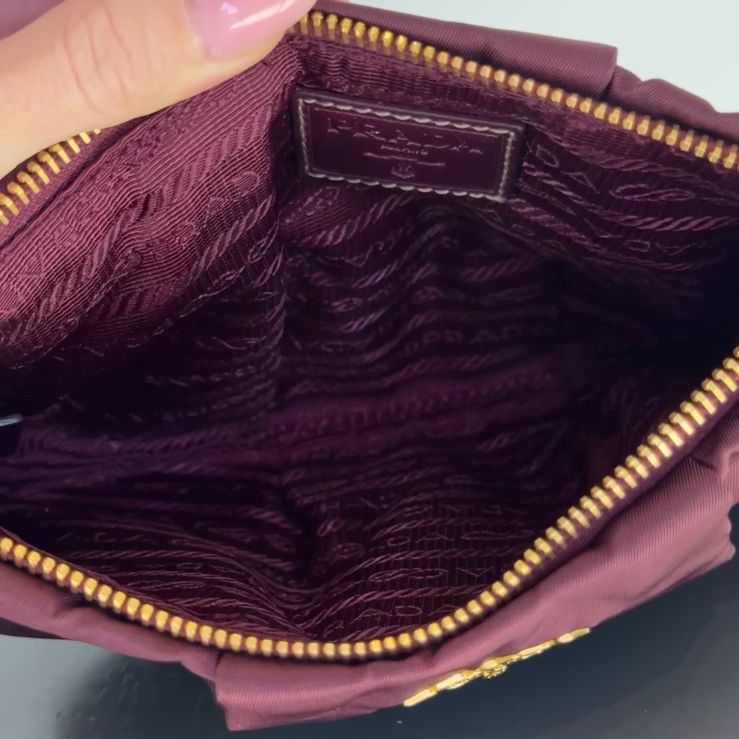 Prada Nylon Wristlet Pouch Burgundy - Queen May